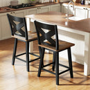 24" Rubberwood Swivel Barstools Set of 2 with Backrest and Large Seat by LJGDeals