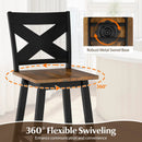 24" Rubberwood Swivel Barstools Set of 2 with Backrest and Large Seat by LJGDeals