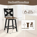 24" Rubberwood Swivel Barstools Set of 2 with Backrest and Large Seat by LJGDeals