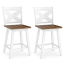 24" Rubberwood Swivel Barstools Set of 2 with Backrest and Large Seat by LJGDeals