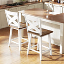 24" Rubberwood Swivel Barstools Set of 2 with Backrest and Large Seat by LJGDeals