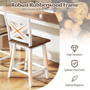 24" Rubberwood Swivel Barstools Set of 2 with Backrest and Large Seat