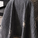 Chenille Camellia Floral Sofa Throw Cover Couch Blanket with Striped Jacquard by Slipcover KAS™