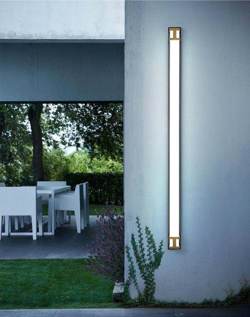MIRODEMI® Black/Gold Outdoor Waterproof LED Long wall lamp For Garden, Villa, porch