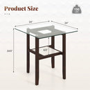 24 Inch 2-Tier Square Glass Coffee Table Center Table with Storage Shelf-Brown by LJGDeals