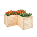 24 Inch L-Shaped Wooden Raised Garden Bed with Open-Ended Base-Natural by LJGDeals