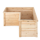 24 Inch L-Shaped Wooden Raised Garden Bed with Open-Ended Base-Natural by LJGDeals