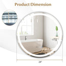 24 Inch Anti-Fog Bathroom Wall Mirror with 3-Color LED Lights and Temperature Display by LJGDeals