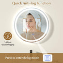24 Inch Anti-Fog Bathroom Wall Mirror with 3-Color LED Lights and Temperature Display by LJGDeals