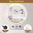 24 Inch Anti-Fog Bathroom Wall Mirror with 3-Color LED Lights and Temperature Display