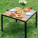 5 Piece Patio Dining Table Set, Acacia Wood Table Top With Umbrella Hole by HouseOfZazla
