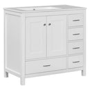 Bathroom Vanity With Ceramic Sink Combo, Abundant Storage Cabinet 2 Soft Close Doors And 5 Drawers by HouseOfZazla