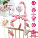 Musical Crib Mobile for Girls Baby Musical Crib Bed Bell Nursery Mobile with 12 Melodies 5 Flower Rattles 3 Modes Volume Adjustment Newborn Gift