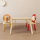 Kids Table And 2 Chairs Set, 3 Pieces Toddler Table And Chair Set, Wooden Activity Play Table Set (Lion&Monkey) - Natural by HouseOfZazla