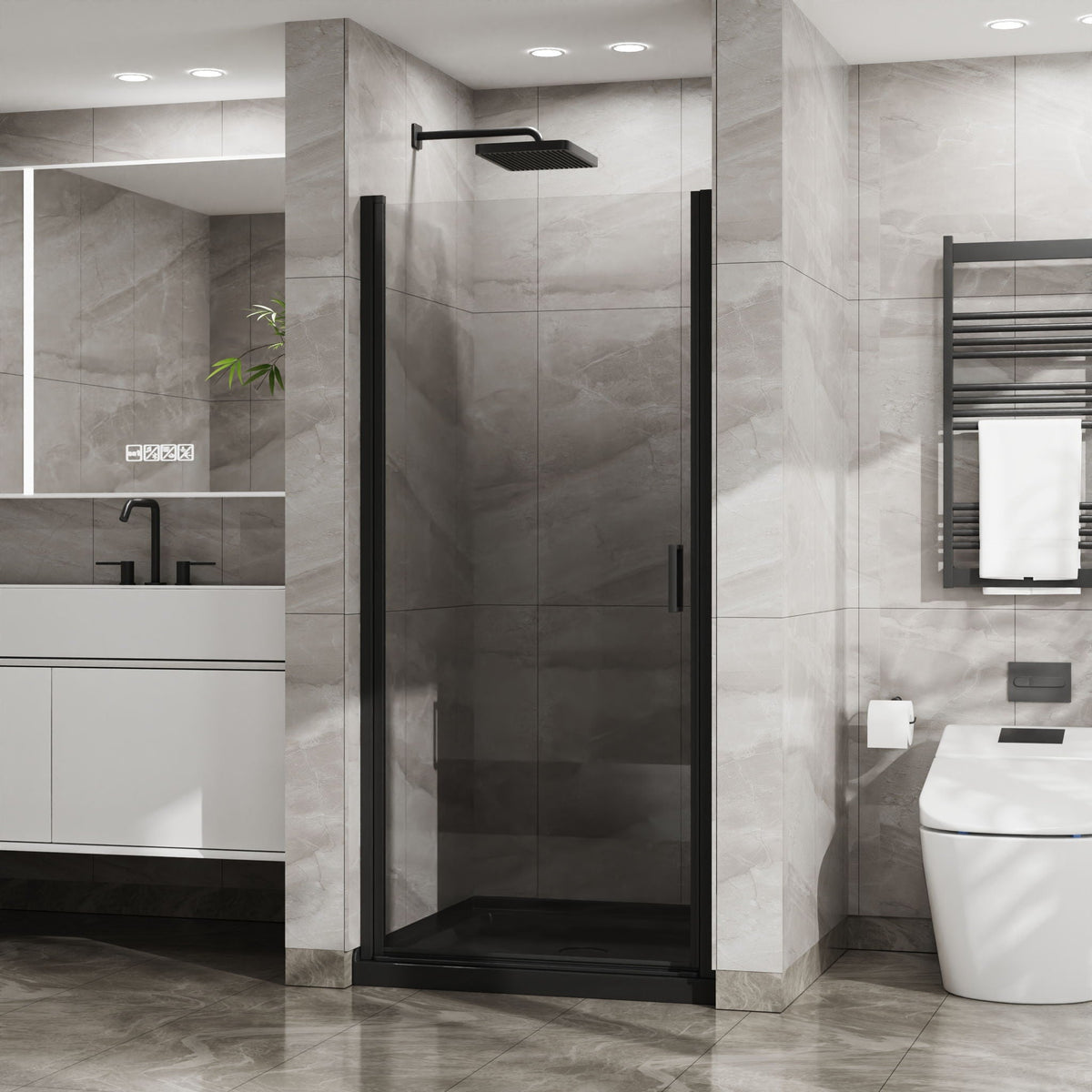 Pivot Shower Door, Tempered Glass, Semi Frameless, photo 4 of 16