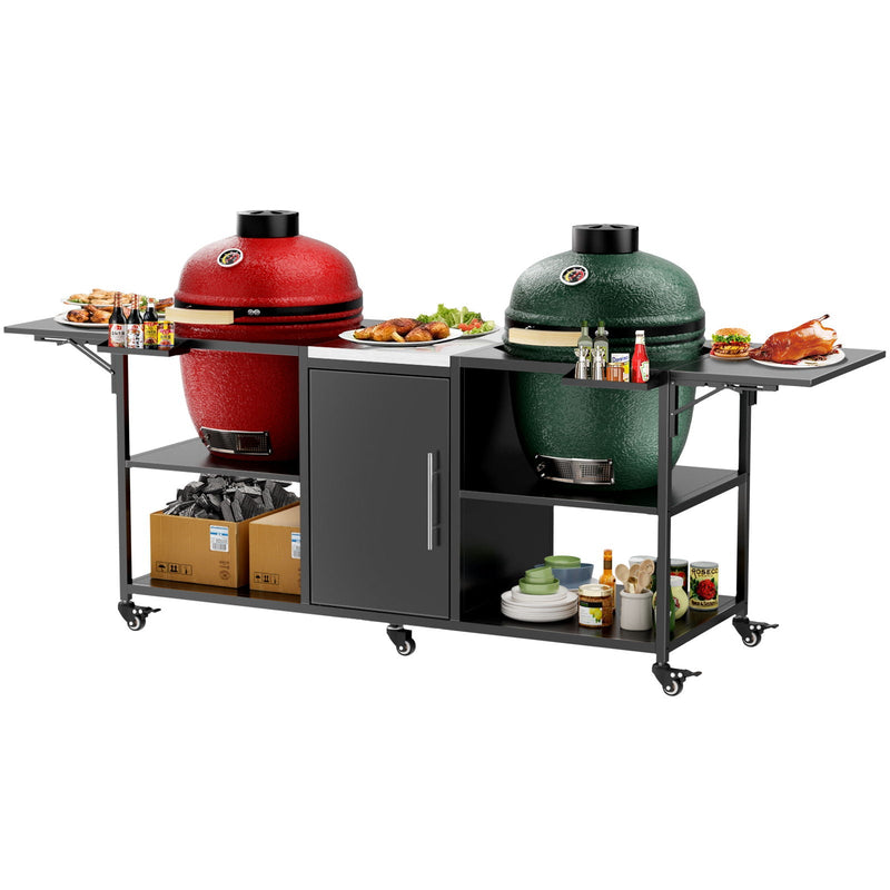 Outdoor Grill Cart For 2 Big Egg - Black / Silver, photo 2 of 12