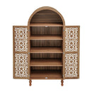 Tall Kitchen Pantry Cabinet With Hollow Carved Doors Adjustable Shelves Versatile Storage Cabinet For Kitchen - Walnut by HouseOfZazla