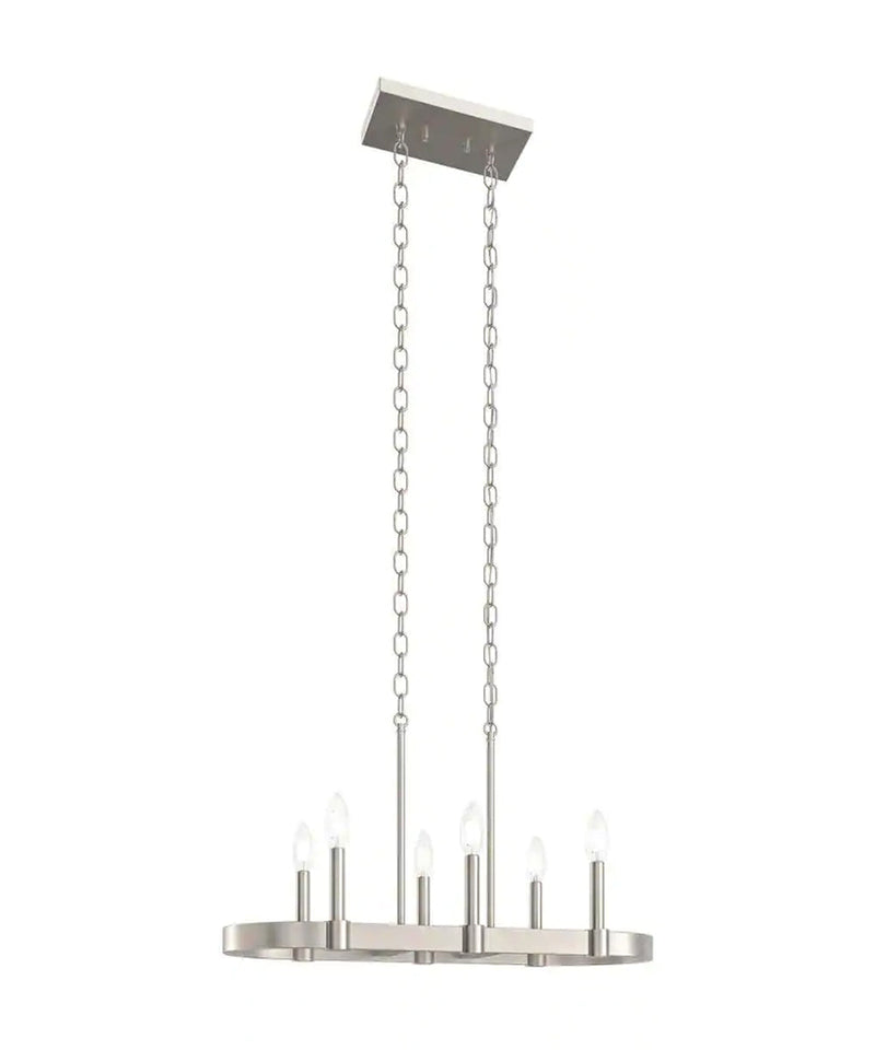 Brene 28"W 6-light Linear Farmhouse Chandelier by Kichler Brushed Nickel Finish