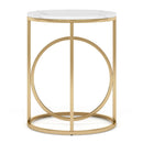 Round End Table - White / Gold