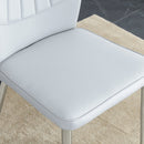 6 light gray dining chairs. Modern chairs from the Middle Ages. Made of PU material cushion and silver metal legs. Suitable for restaurants and living rooms