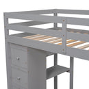 Loft Bed With Storage Drawers, Desk And Stairs With Shelves