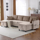 Sectional Sofa Bed With Pull Out Sleeper, USB Ports, Cup Holders by HouseOfZazla