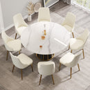 59.05" Modern Artificial Stone Round Panel Metal Iron Base Dining Table, Can Accommodate 8 People, (Not Including Chairs) - White / Black by Unique Piece Furniture