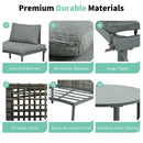 6 Piece Patio Set, Half Moon Outdoor Sectional Sofa With 2 High Low Coffee Tables, 4 Pillows & Cushions by HouseOfZazla