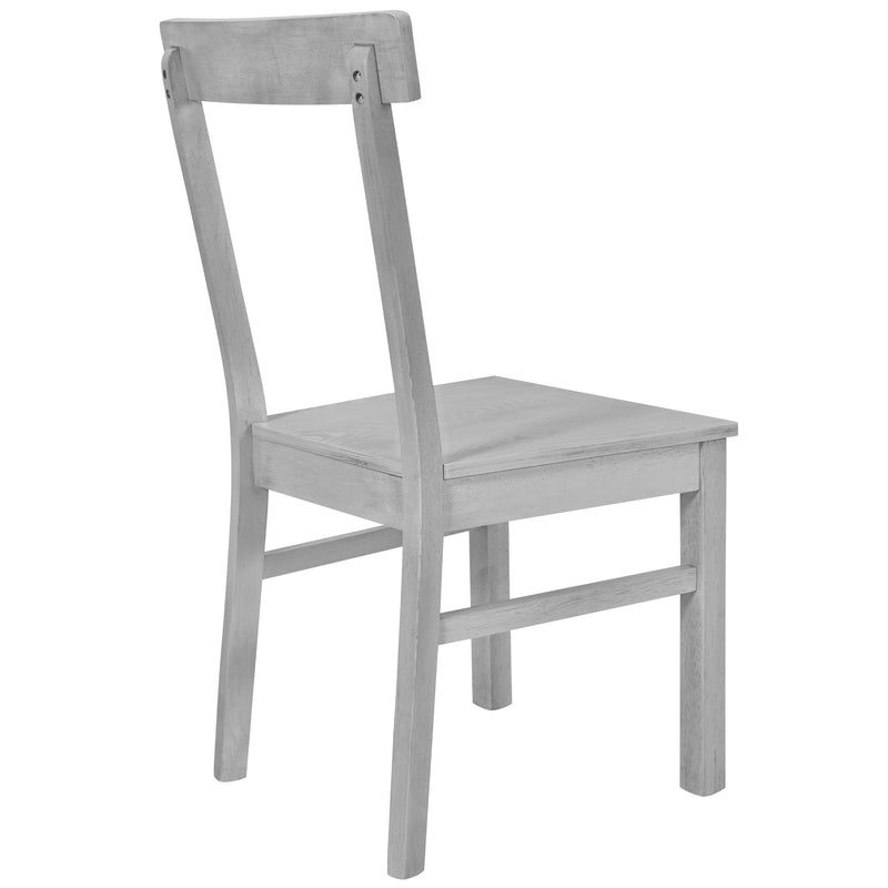 5-Piece Rustic Round Pedestal Extendable Dining Table Set with 15.7" Removable Leaf and Simple Dining Chirs for Small Places, Gray