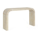 Mirod 52' Wood Console Table with Curved Edge, Natural Texture, Perfect for Entryways and Living Rooms