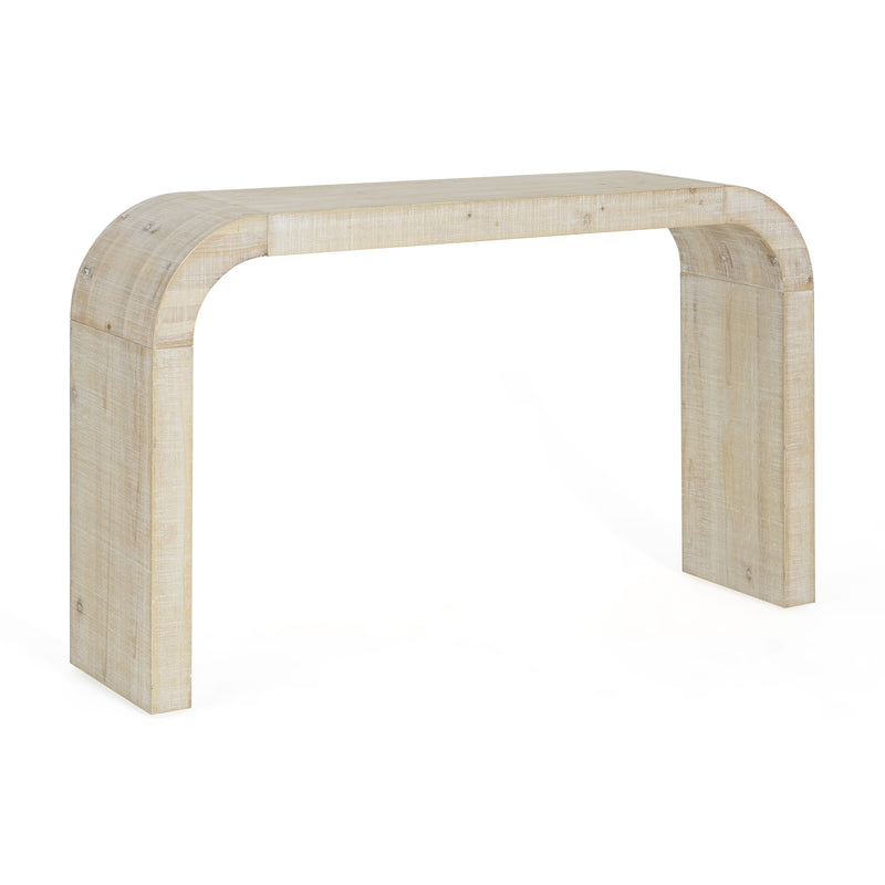 Mirod 52' Wood Console Table with Curved Edge, Natural Texture, Perfect for Entryways and Living Rooms