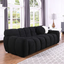 87.4 length, 35.83" deepth, human body structure for USA people, marshmallow sofa,boucle sofa, 3 seater, black BOUCLE