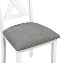 6 Piece Dining Table Set Wood Dining Table and chair Kitchen Table Set with Table, Bench and 4 Chairs, Rustic Style, White+Gray