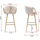 26 Inch Set of 2 Bar Stools,with Chrome Footrest and Base Velvet + Golden Leg Simple Bar Stoo,CREAM