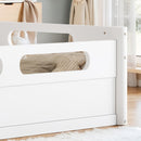 Queen Size Floor Platform Bed with Guardrails