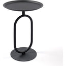 Lantern-shaped Metal End Table, Small Round Side Table, Modern Coffee Drink Cocktail Table, Small Accent Pedestal Table for Living Room Corners Small Spaces, 24'' Height