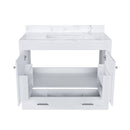 43" Bathroom Vanity With Artificial Marble Carrara Top Set, Multi Functional Bathroom Cabinet With Doors And Drawer - White by HouseOfZazla