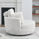 39" W Oversized Swivel Chair with moon storage ottoman for Living Room, Modern Accent Round Loveseat Circle Swivel Barrel Chairs for Bedroom Cuddle Sofa Chair Lounger Armchair, 4 Pillows, Teddy Fabric
