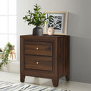Anza - 2 Drawer Nightstand Bedside Table With Smooth Storage - Walnut by HouseOfZazla