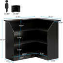 L-Shaped Home Bar Cabinet With Stemware Racks, 4 Tier Corner Unit, Liquor Wine Bar Table & Reception Desk For Home Pub - Black by HouseOfZazla