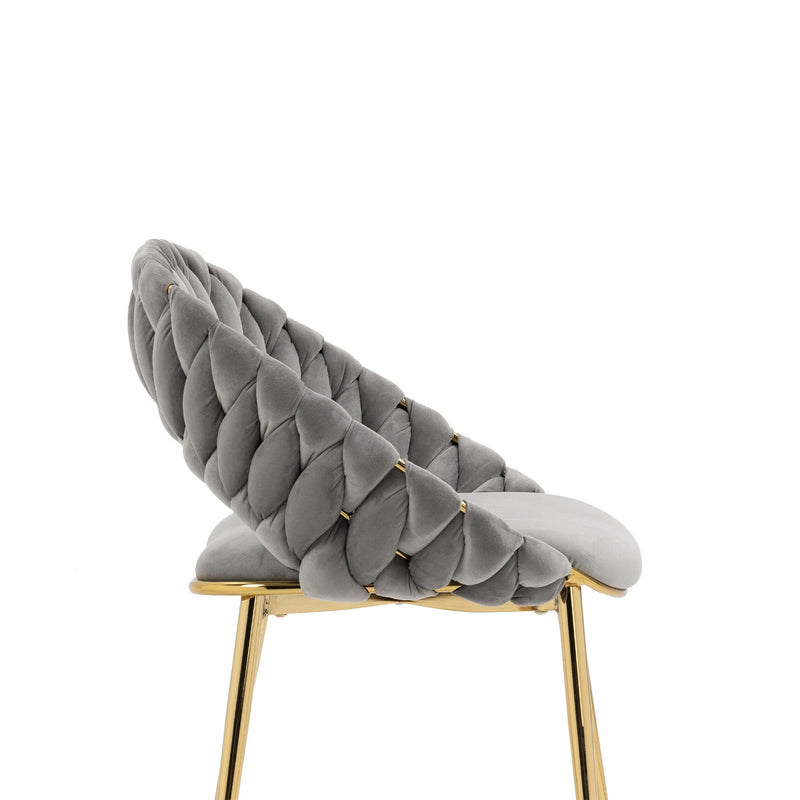 Accent Chairs Set of 2, Velvet Side Chairs with Gold Legs, Mid-Century Upholstered Dining Chairs for Living Room, Kitchen, Bedroom, Beauty Room