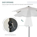 9' x 7' Solar Umbrella, LED Lighted Patio Umbrella for Table or Base with Tilt & Crank, Outdoor Umbrella for Garden, Deck, Backyard, Pool, Beach, White