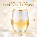 Festive Lustered Iridescent Stemless Wine - Set of 4