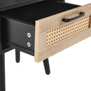 15.75" Rattan End Table With Drawer And Solid Wood Legs, Modern Nightstand, Side Table For Living Room, Bedroom by HouseOfZazla