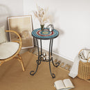 Patio Side Table with Shelf, Blue and Black by HouseOfZazla