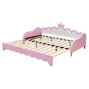 Extending Daybed With LED Lights, Modern Upholstered Princess Daybed With Crown Headboard by HouseOfZazla