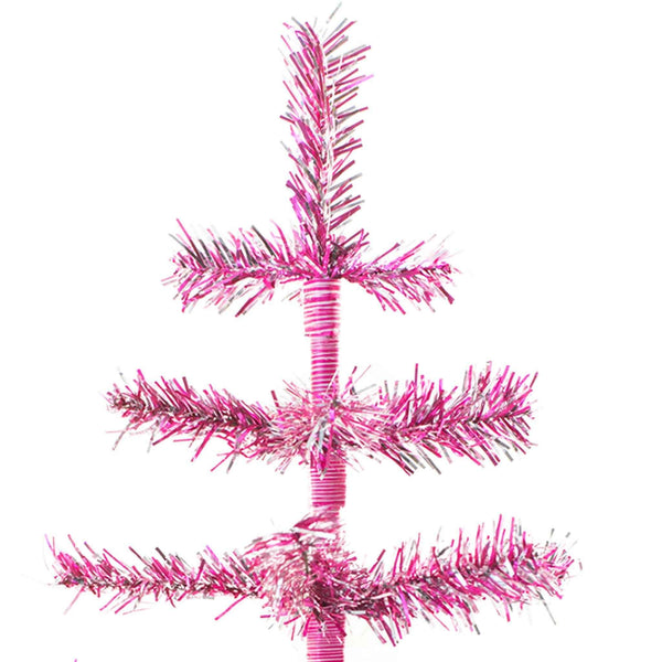 24in Vintage Pink & Silver Tinsel Christmas Tree, photo 2 of 3