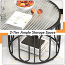 24 Inch Round Coffee Table with Reeded Tempered Glass Top and Oval Swivel Brackets by LJGDeals