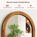 24 Inch x 35 Inch Arched Wall Mirror with Solid Acacia Wood Frame-Brown by LJGDeals