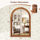 24 Inch x 35 Inch Arched Wall Mirror with Solid Acacia Wood Frame-Brown by LJGDeals